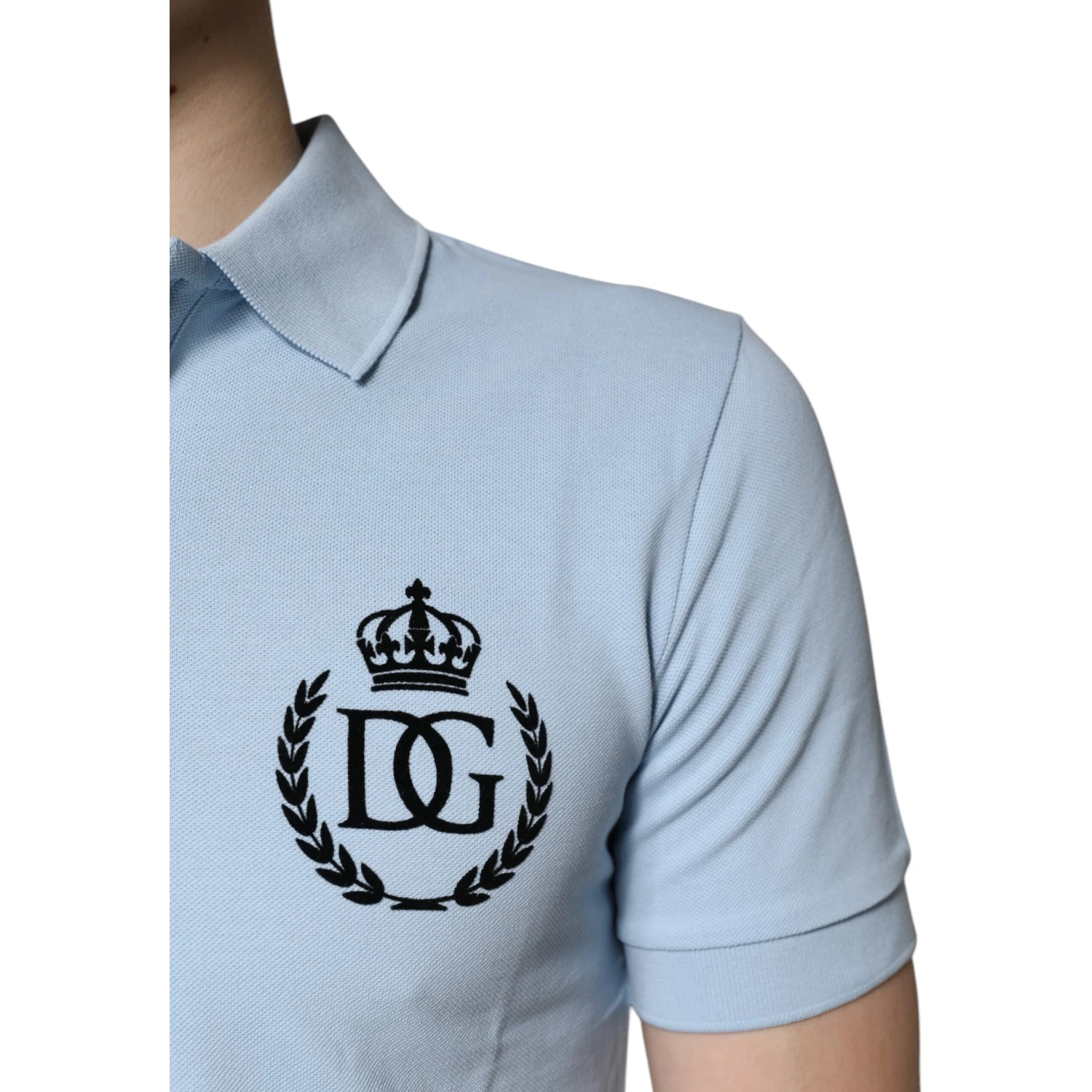 Sky Blue Cotton Crown Collared Polo T-shirt