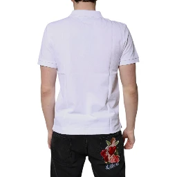 White Cotton Crown Collared Men Polo T-shirt