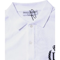 White Cotton Crown Collared Men Polo T-shirt