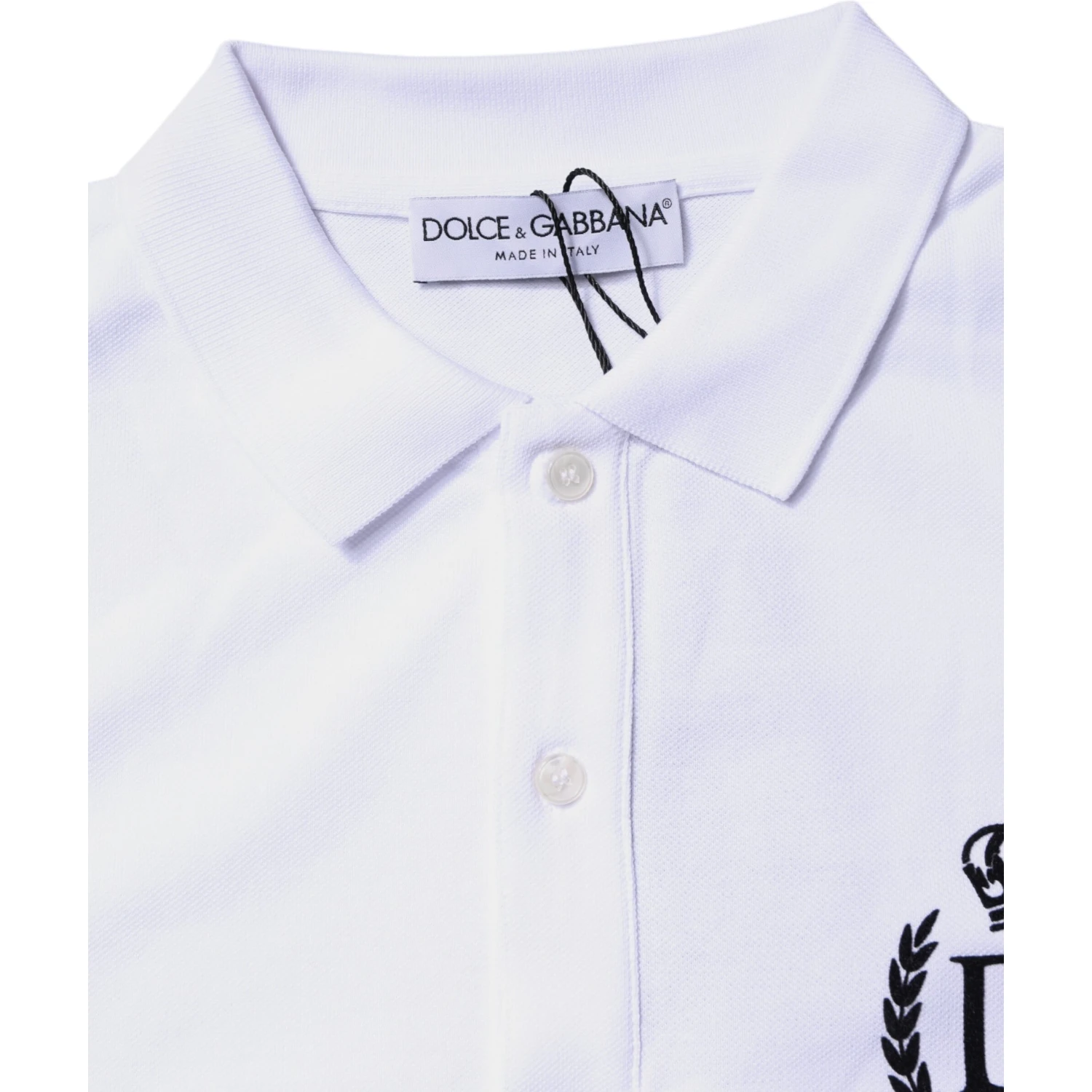 White Cotton Crown Collared Men Polo T-shirt