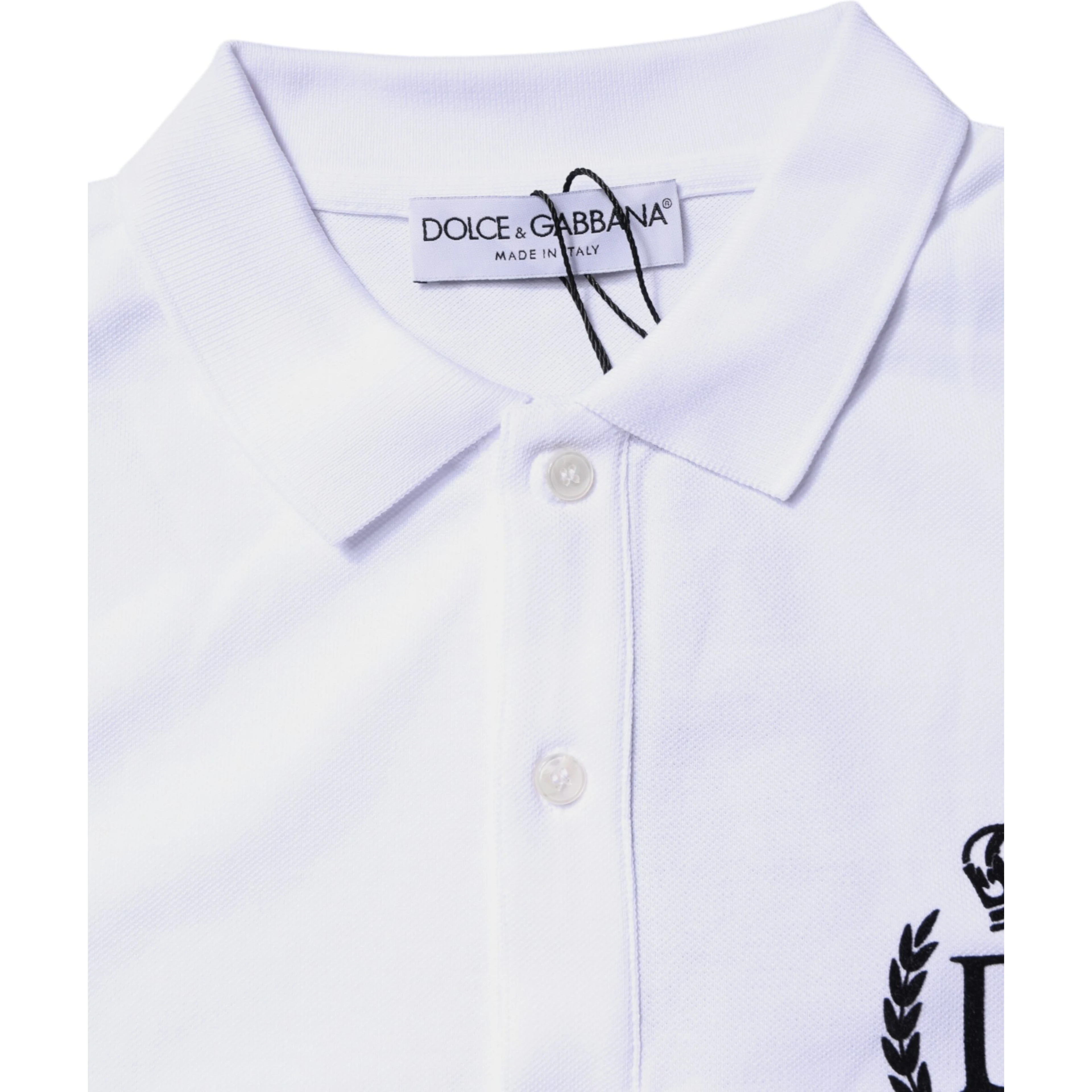 White Cotton Crown Collared Men Polo T-shirt