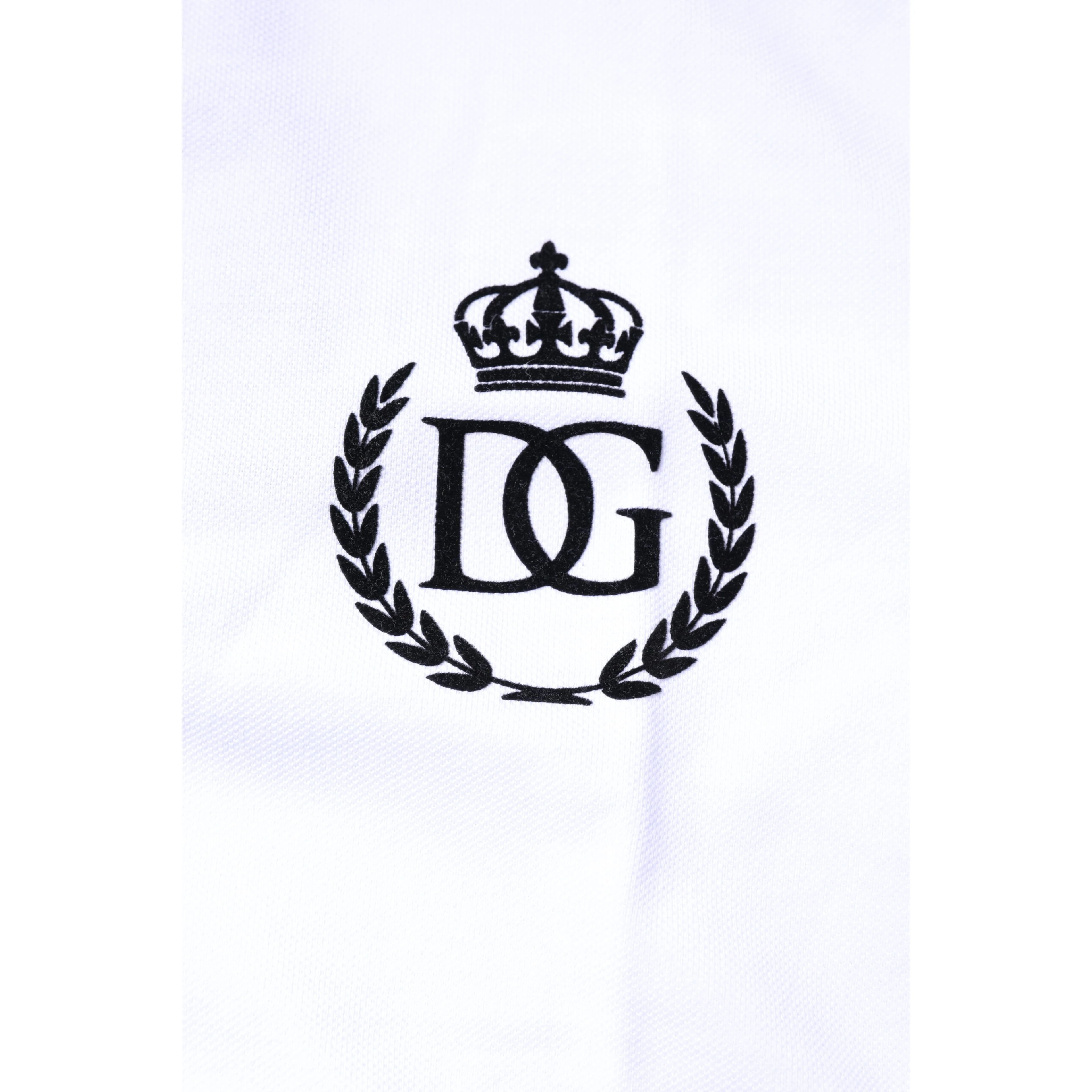 White Cotton Crown Collared Men Polo T-shirt