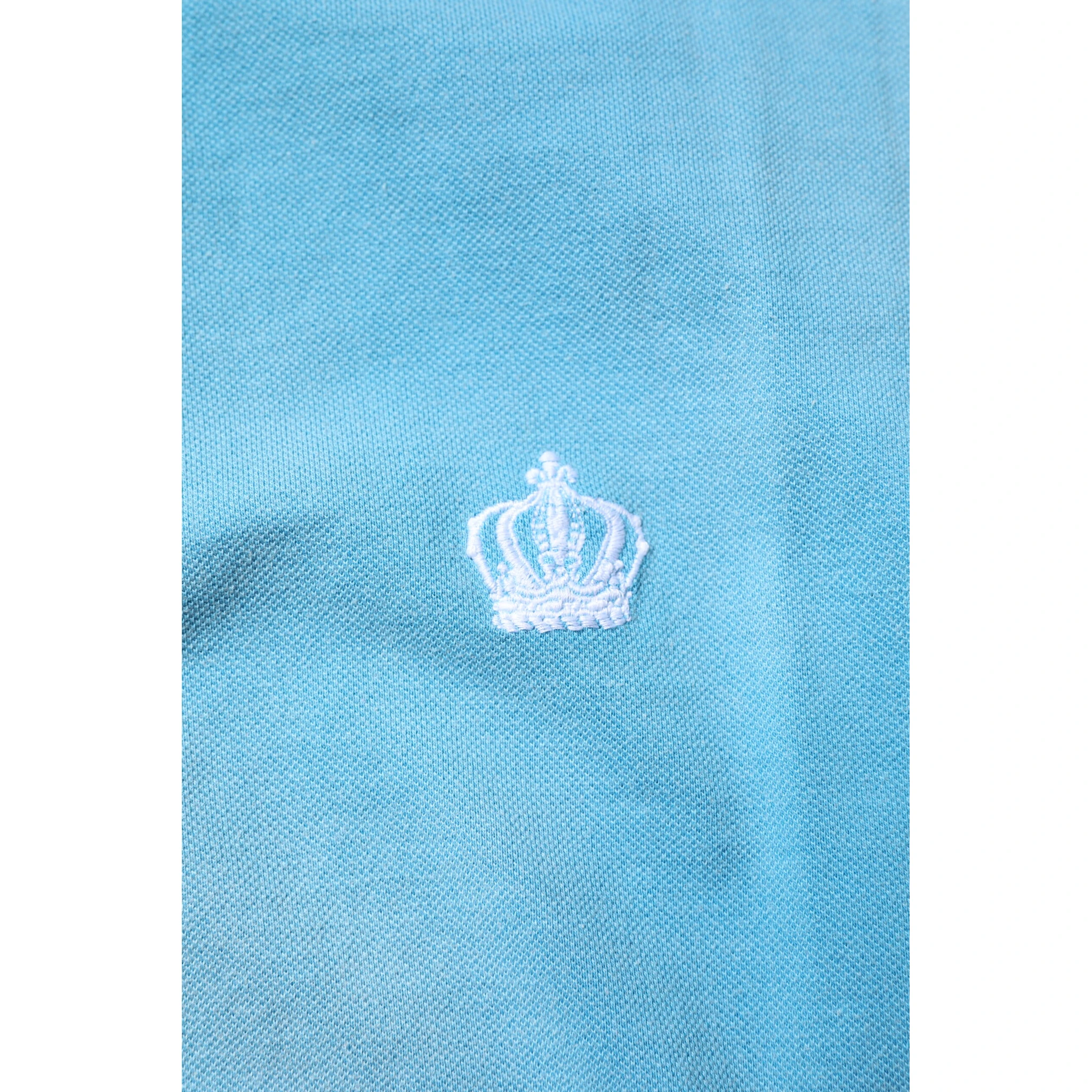Blue Cotton Crown Collared Men Polo T-shirt