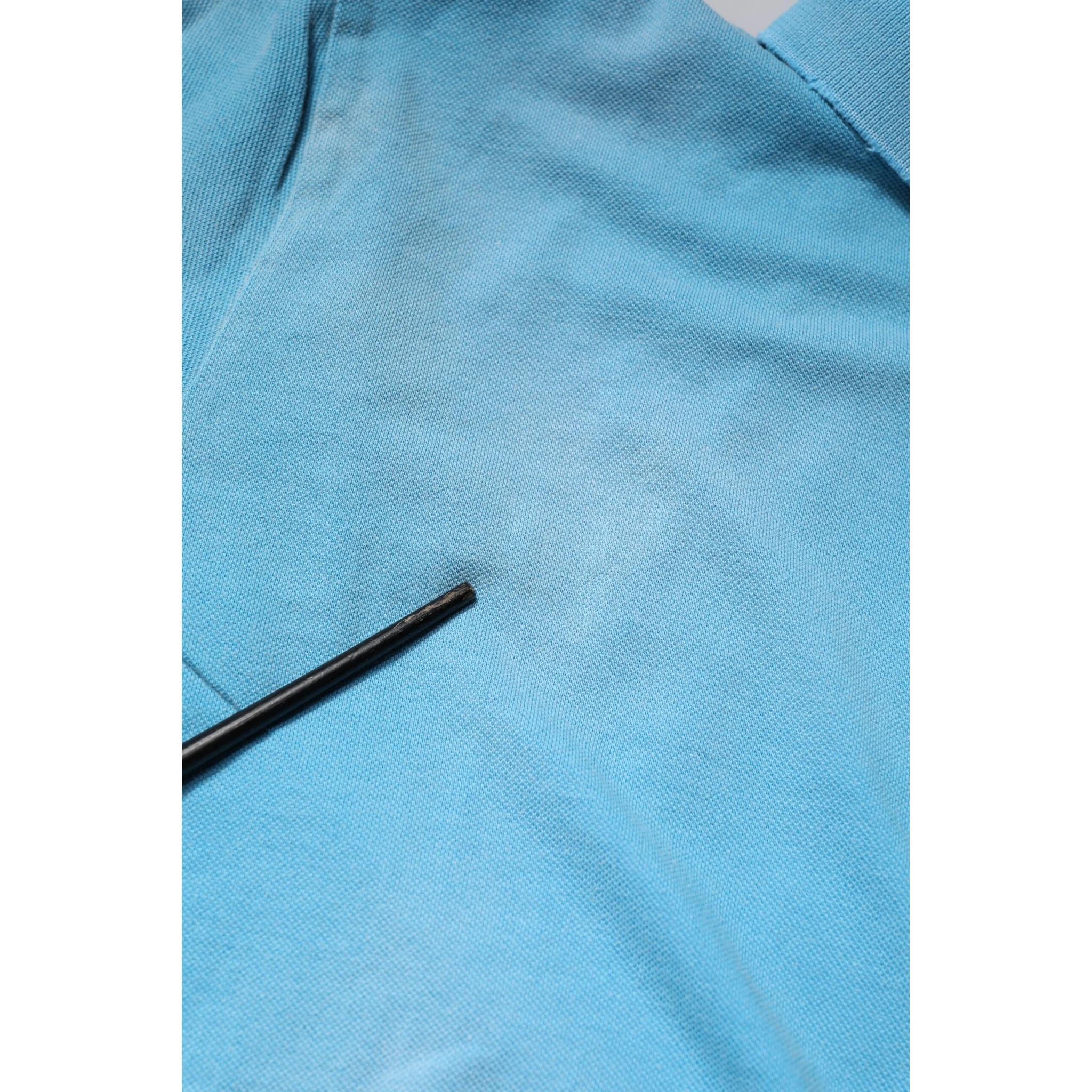 Blue Cotton Crown Collared Men Polo T-shirt