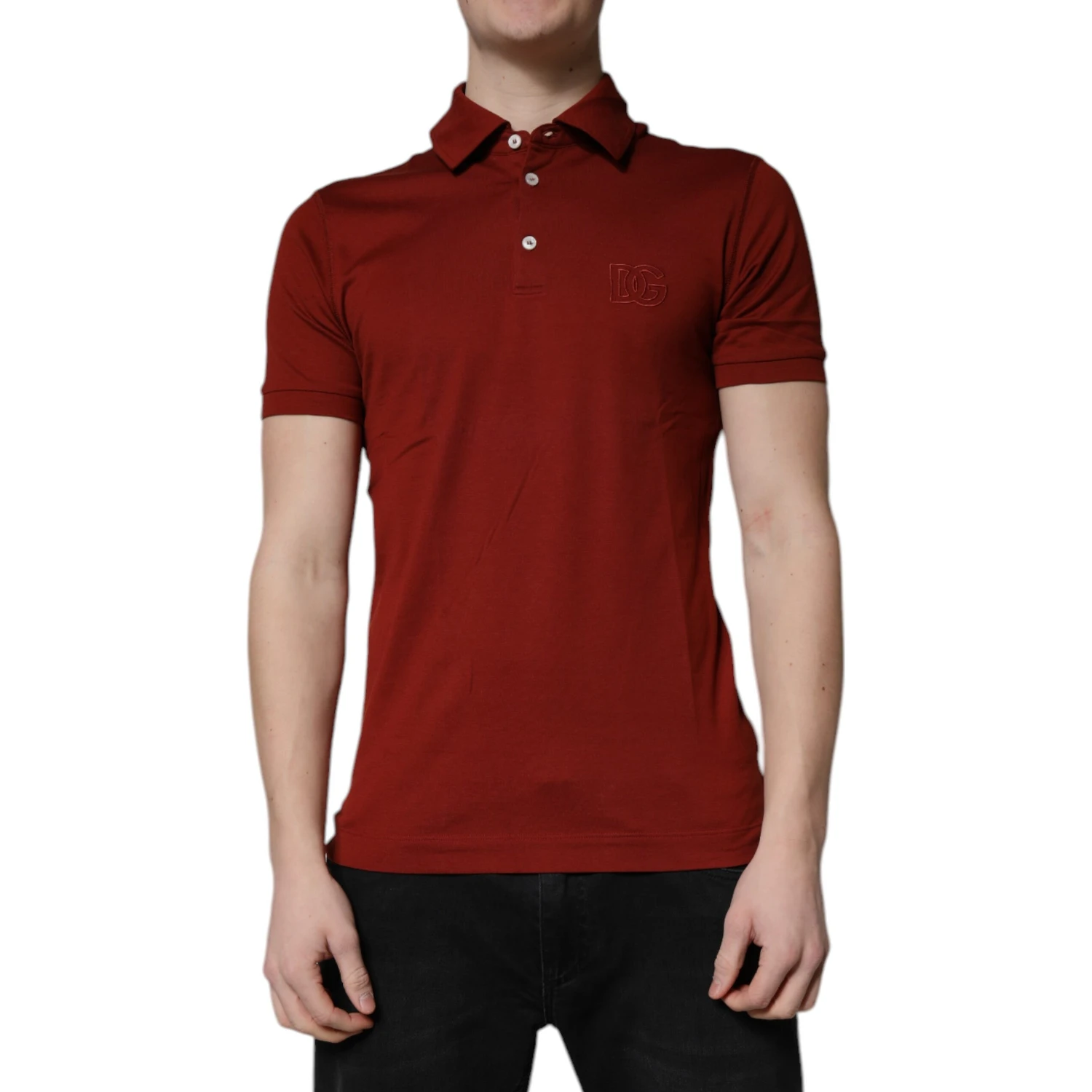Red Cotton DG Logo Collared Men Polo T-shirt