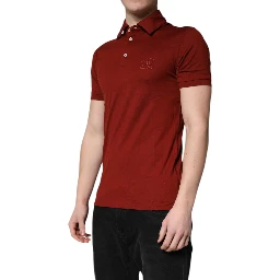 Red Cotton DG Logo Collared Men Polo T-shirt
