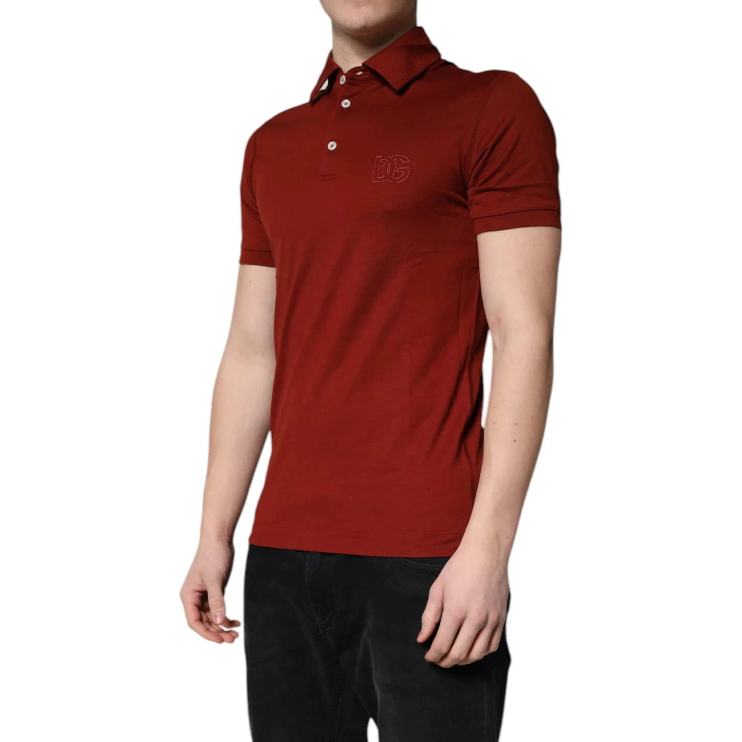 Red Cotton DG Logo Collared Men Polo T-shirt