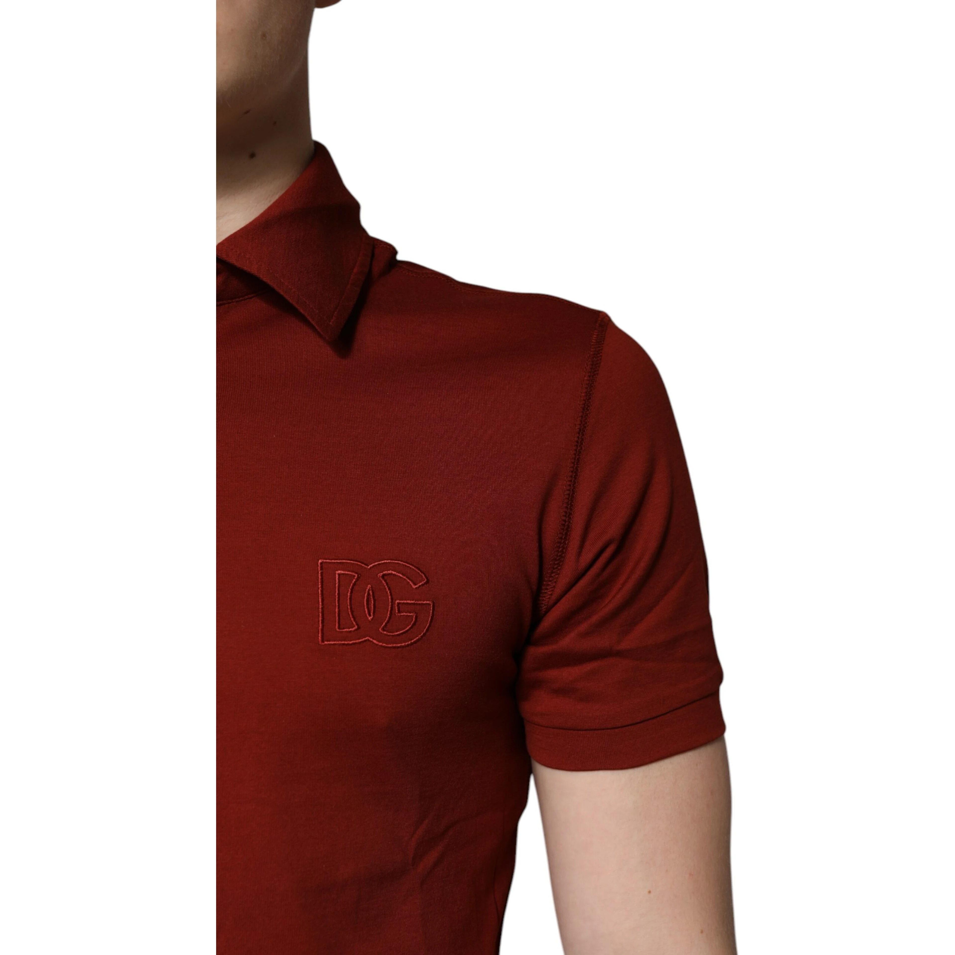 Red Cotton DG Logo Collared Men Polo T-shirt