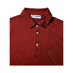 Red Cotton DG Logo Collared Men Polo T-shirt