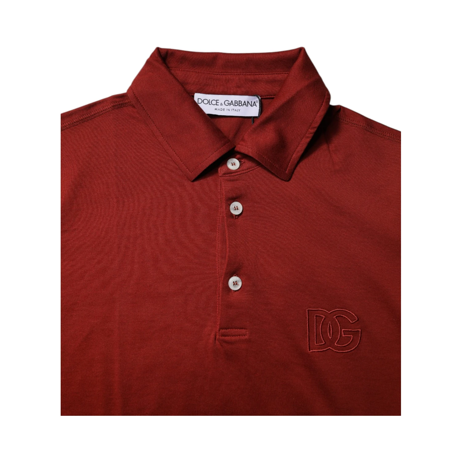 Red Cotton DG Logo Collared Men Polo T-shirt