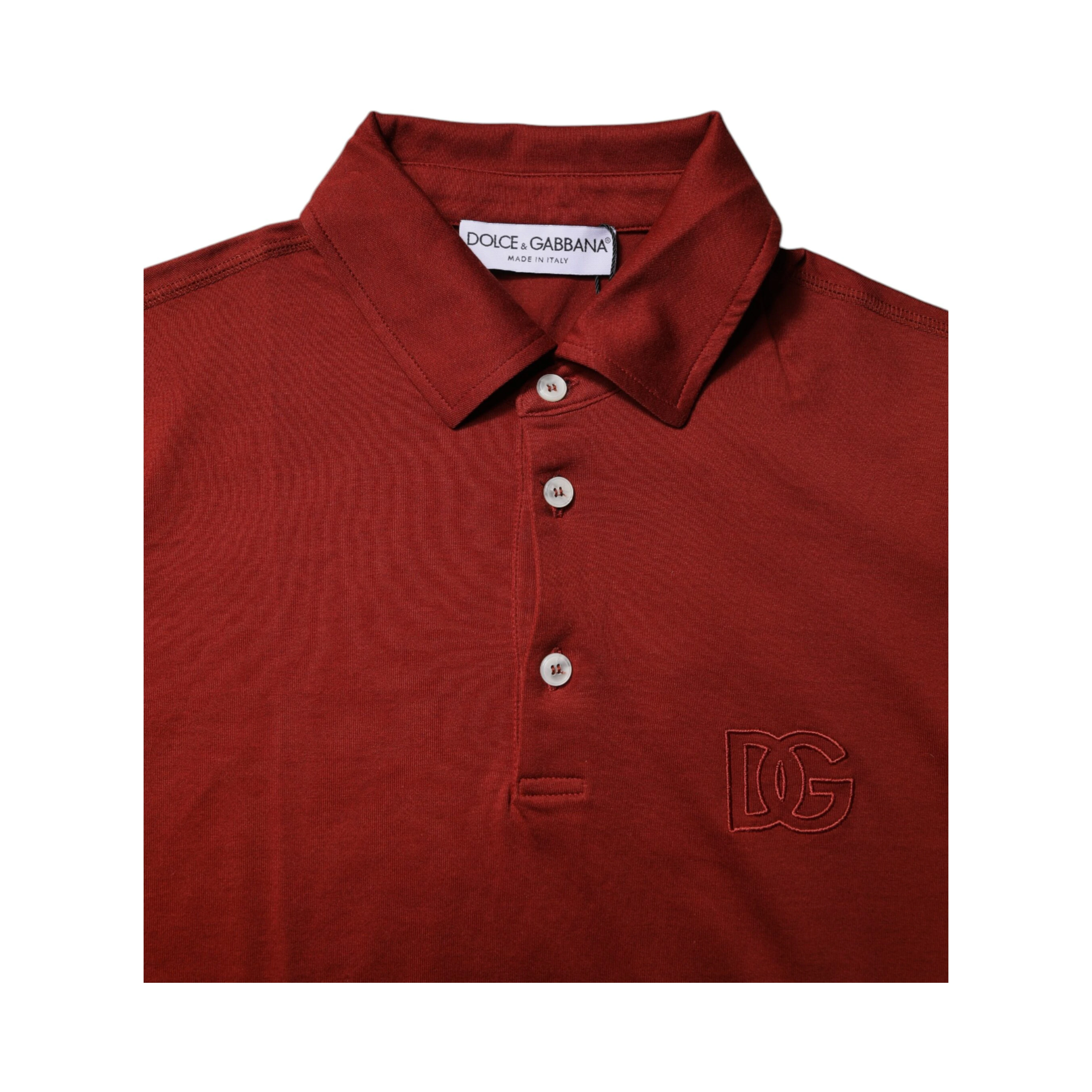 Red Cotton DG Logo Collared Men Polo T-shirt