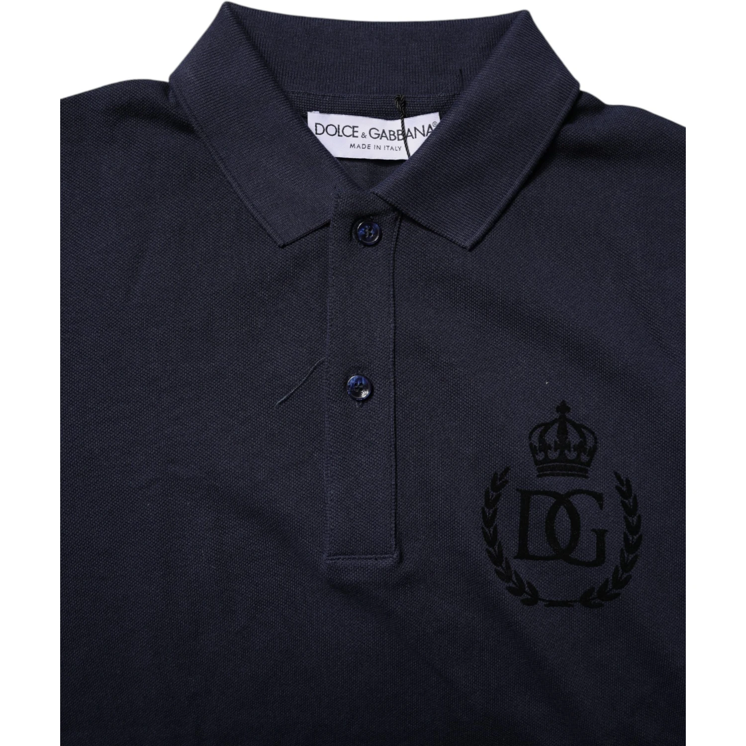 Dark Blue Cotton Crown Collared Polo T-shirt