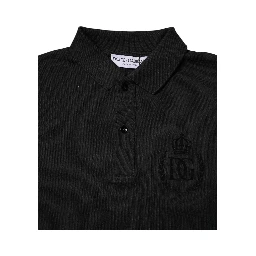 Black Cotton DG Logo Collared Polo T-shirt