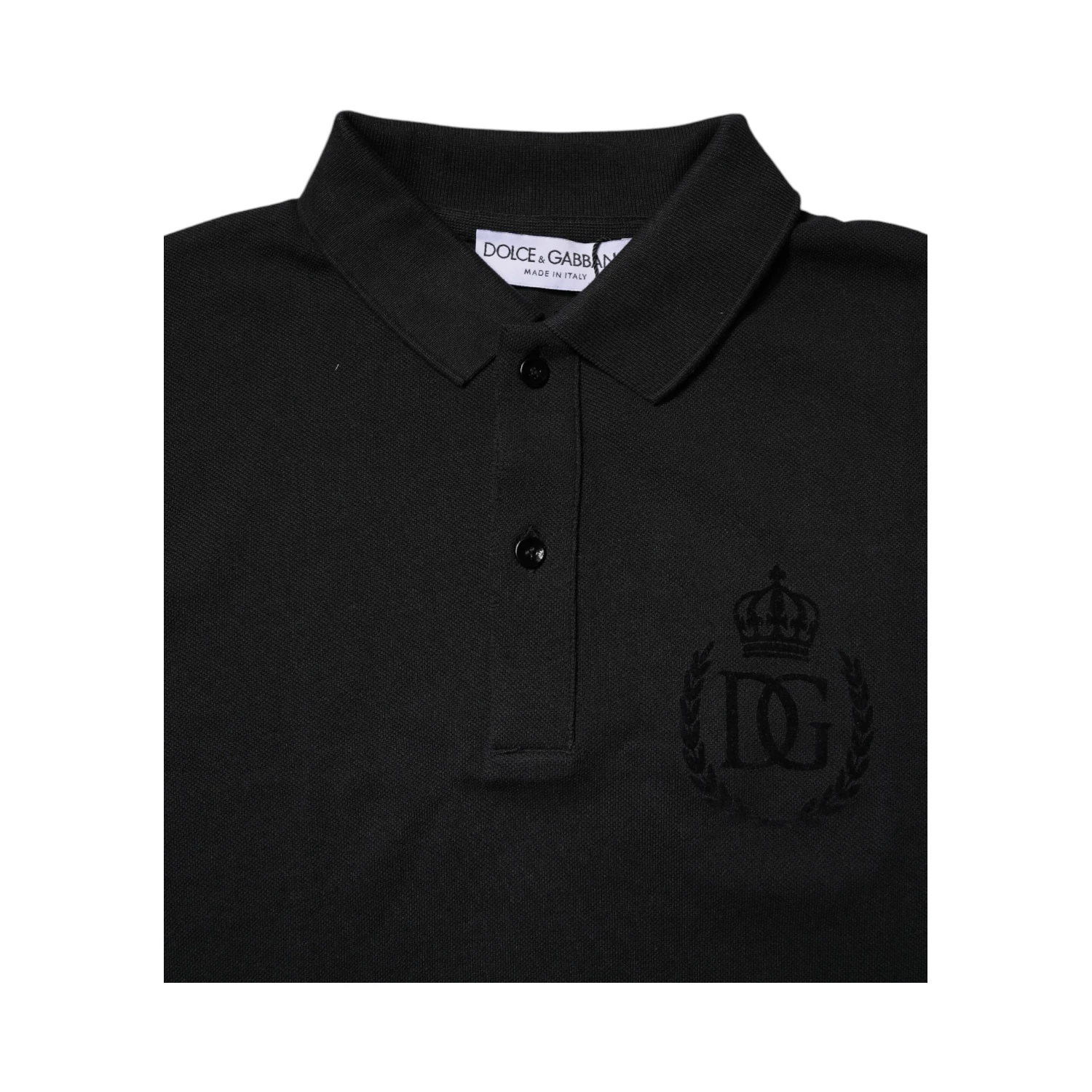 Black Cotton DG Logo Collared Polo T-shirt