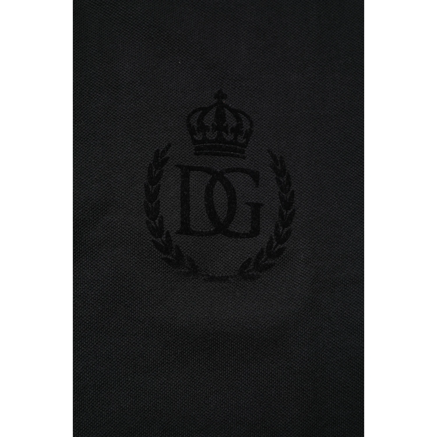 Black Cotton DG Logo Collared Polo T-shirt