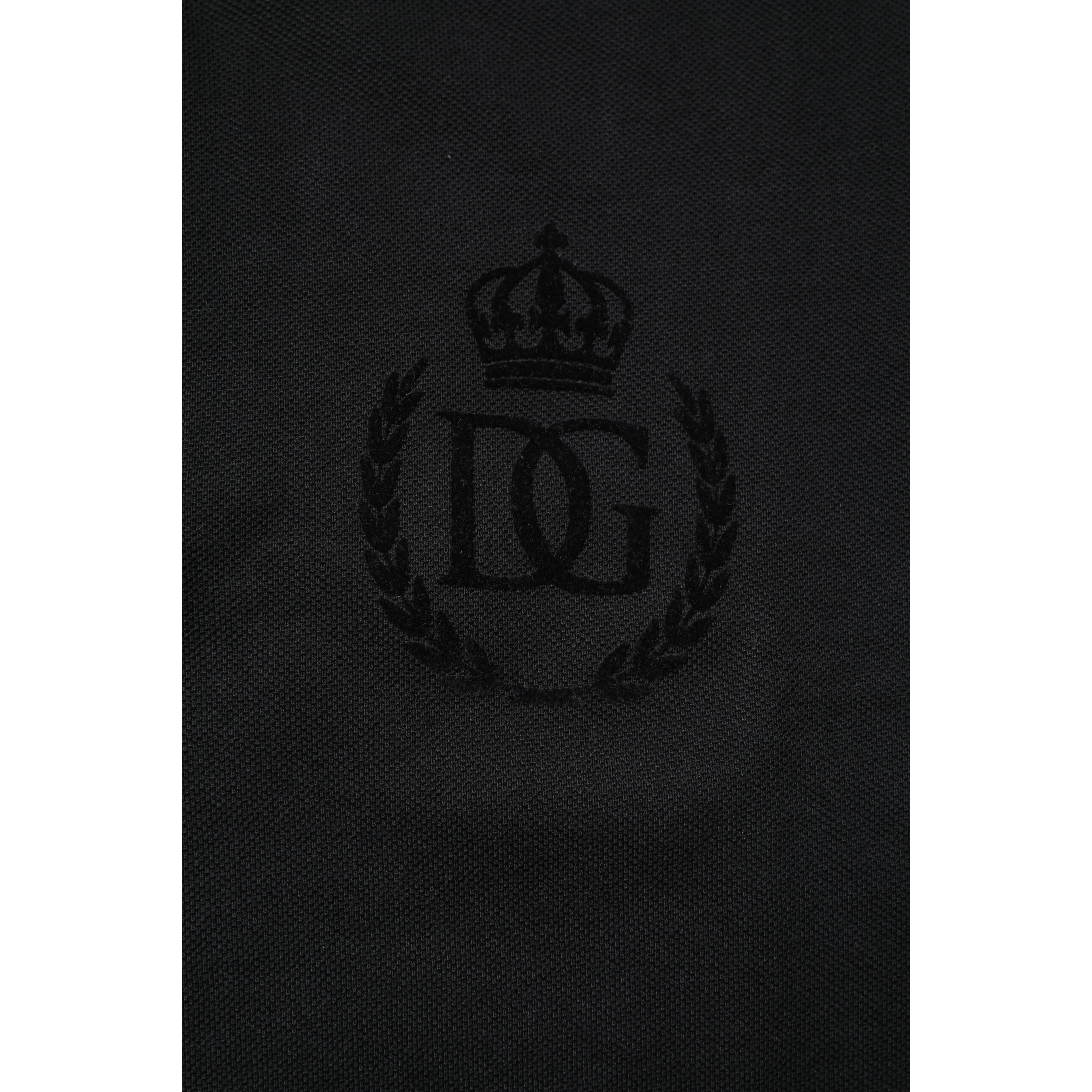 Black Cotton DG Logo Collared Polo T-shirt