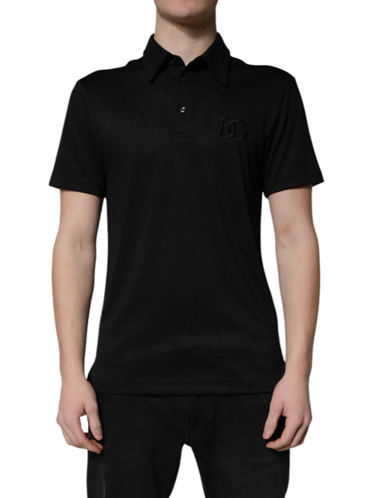 Black Polyester DG Logo Collared Polo T-shirt alternative
