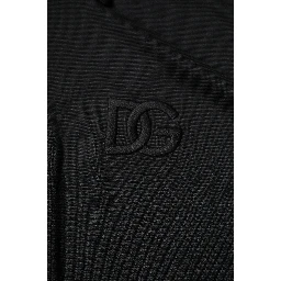 Black Polyester DG Logo Collared Polo T-shirt
