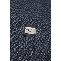 Dark Blue Logo Plaque Cotton Men Polo Shirt T-shirt
