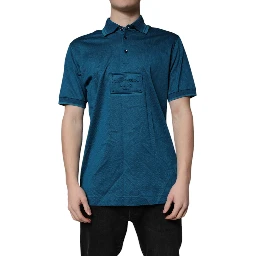 Blue Logo Cotton Men Polo Shirt T-shirt