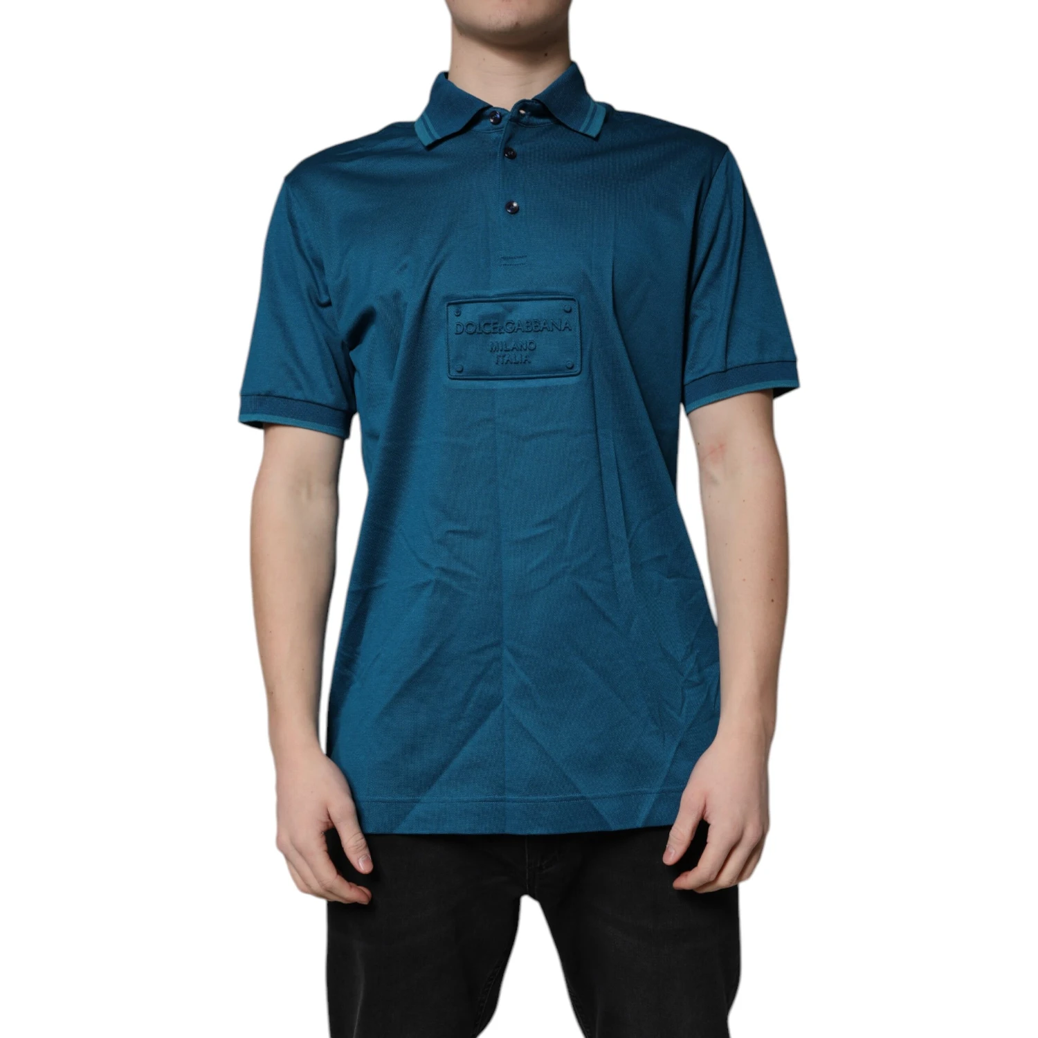 Blue Logo Cotton Men Polo Shirt T-shirt