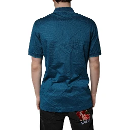 Blue Logo Cotton Men Polo Shirt T-shirt