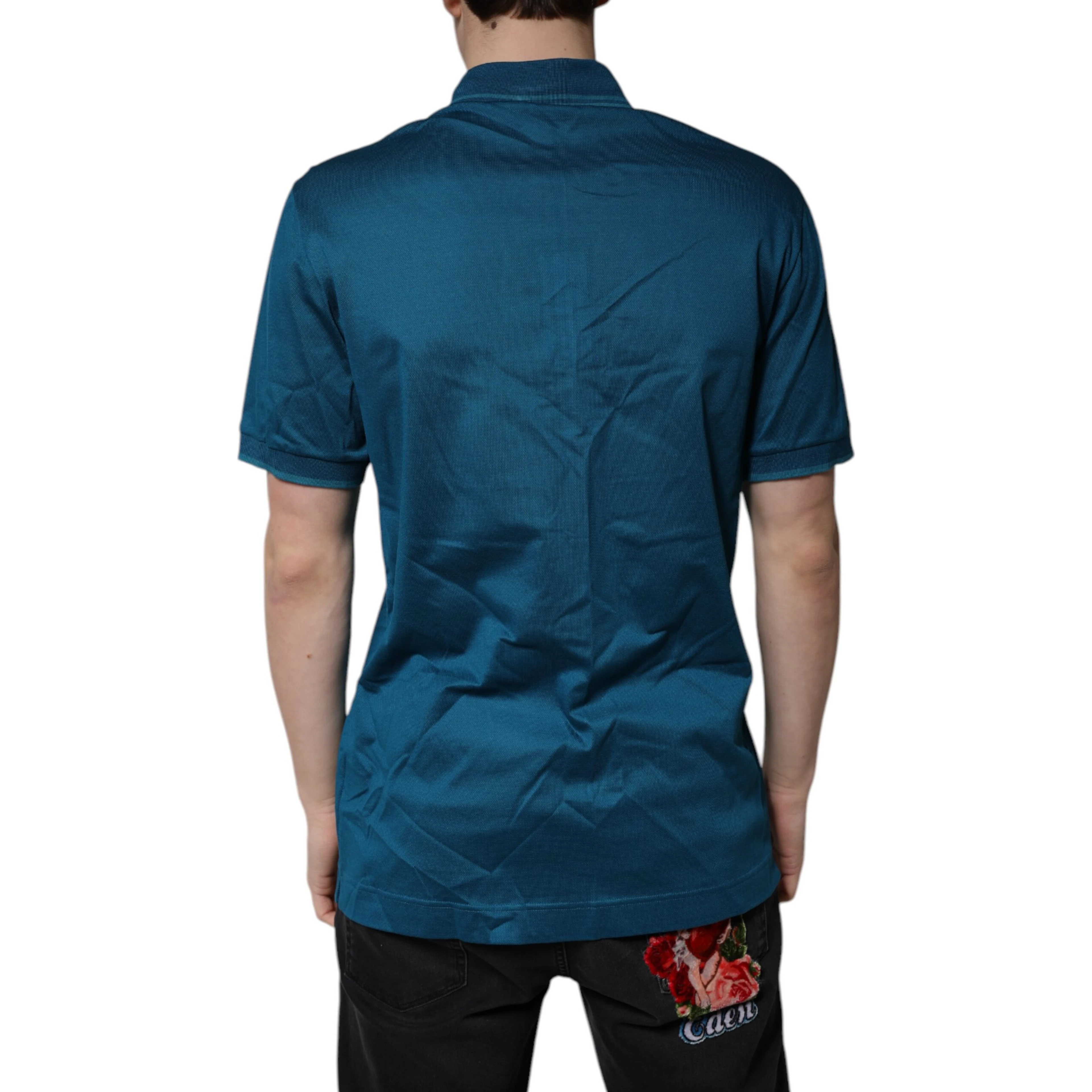 Blue Logo Cotton Men Polo Shirt T-shirt