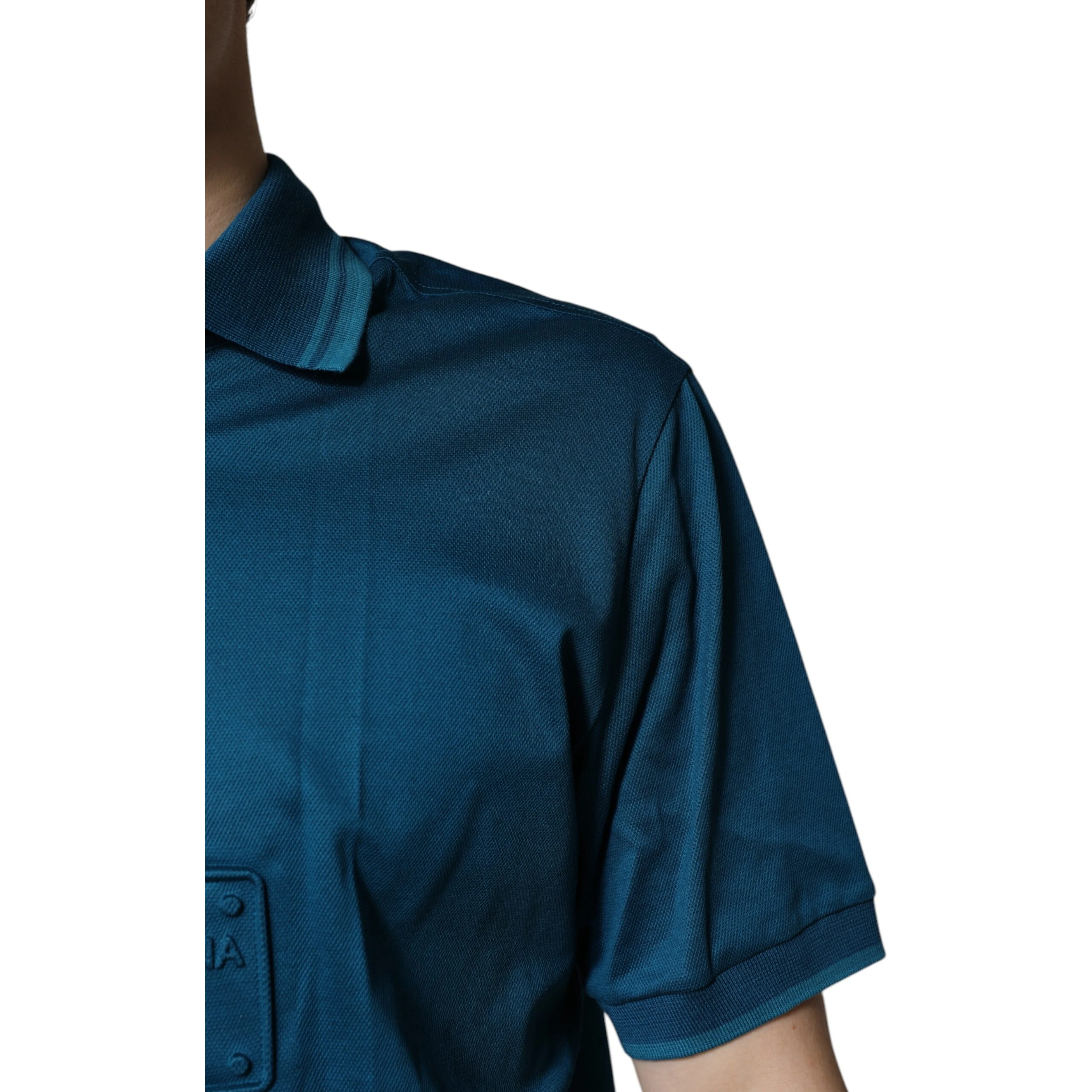 Blue Logo Cotton Men Polo Shirt T-shirt