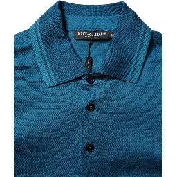 Blue Logo Cotton Men Polo Shirt T-shirt