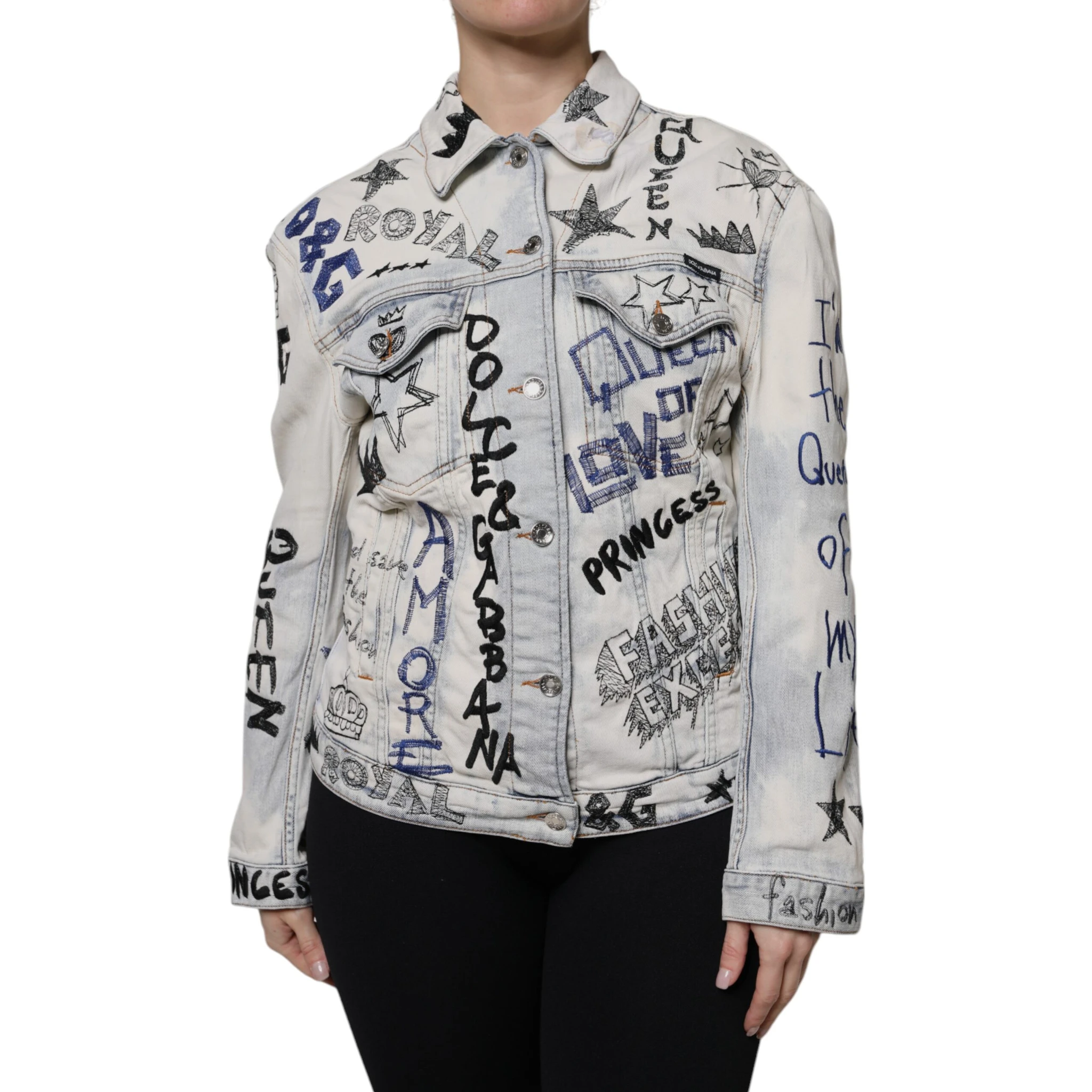 Light Blue Graffiti Button Down Denim Jacket