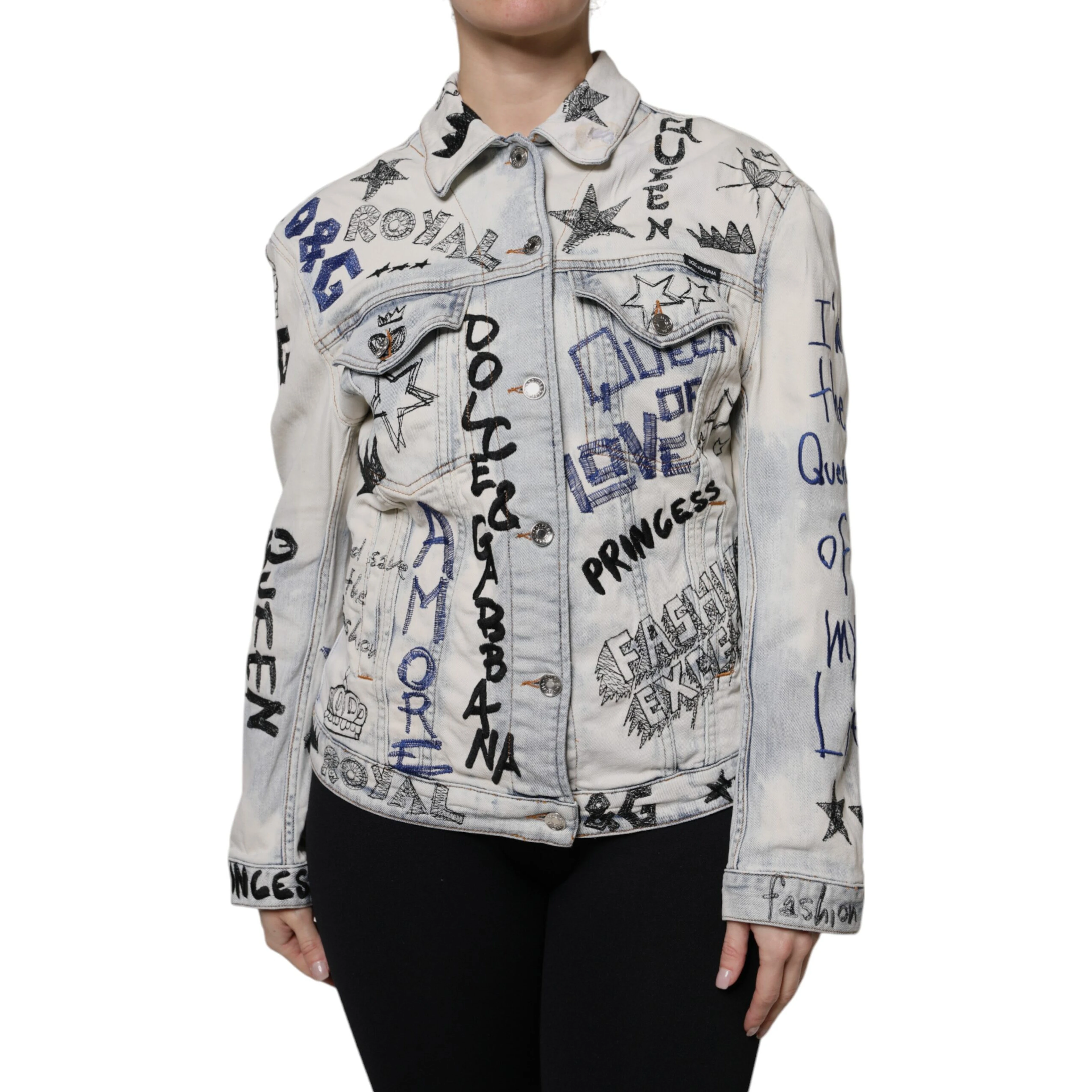 Light Blue Graffiti Button Down Denim Jacket