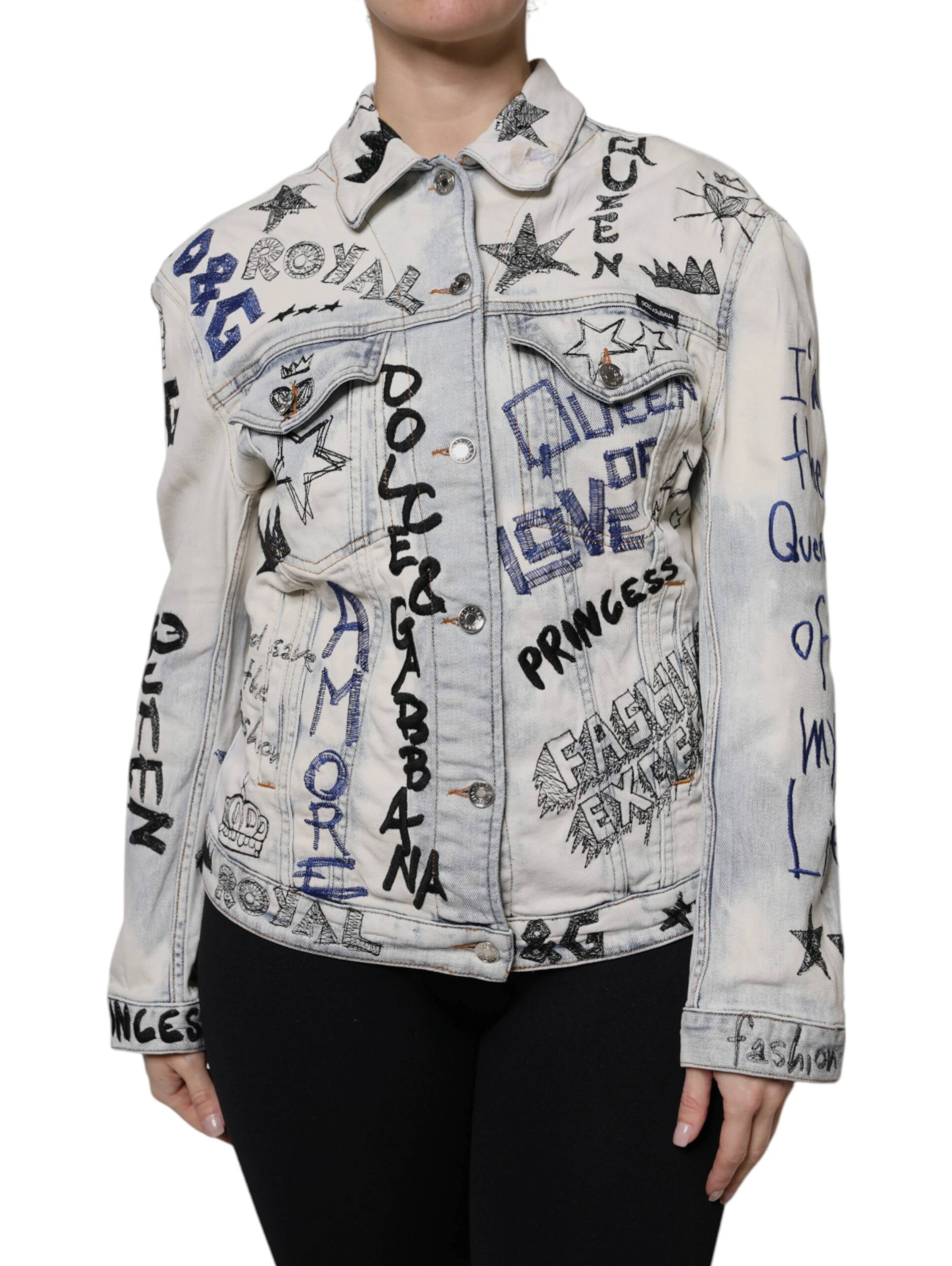 Light Blue Graffiti Button Down Denim Jacket
