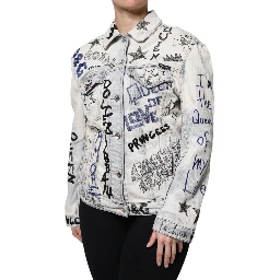Light Blue Graffiti Button Down Denim Jacket