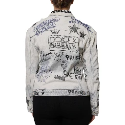 Light Blue Graffiti Button Down Denim Jacket