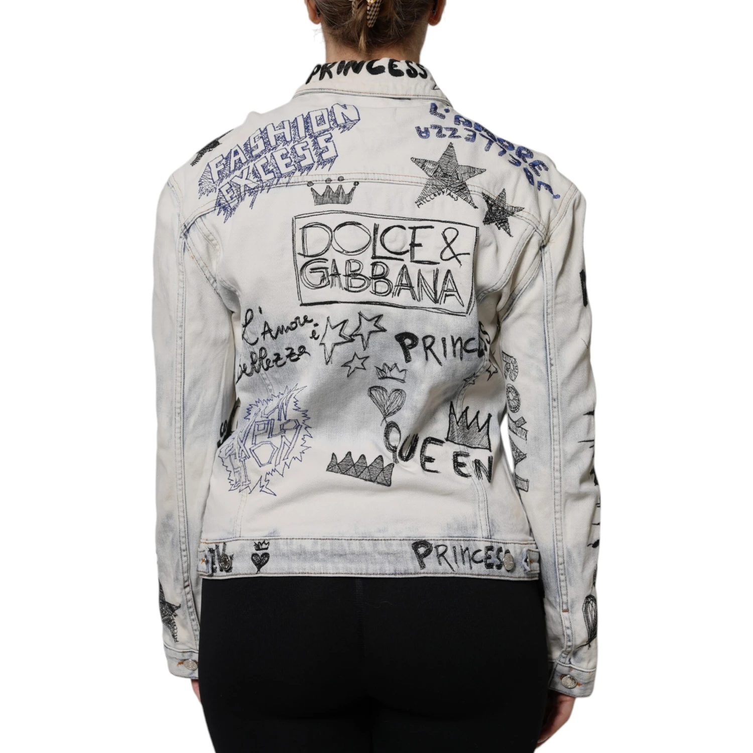 Light Blue Graffiti Button Down Denim Jacket