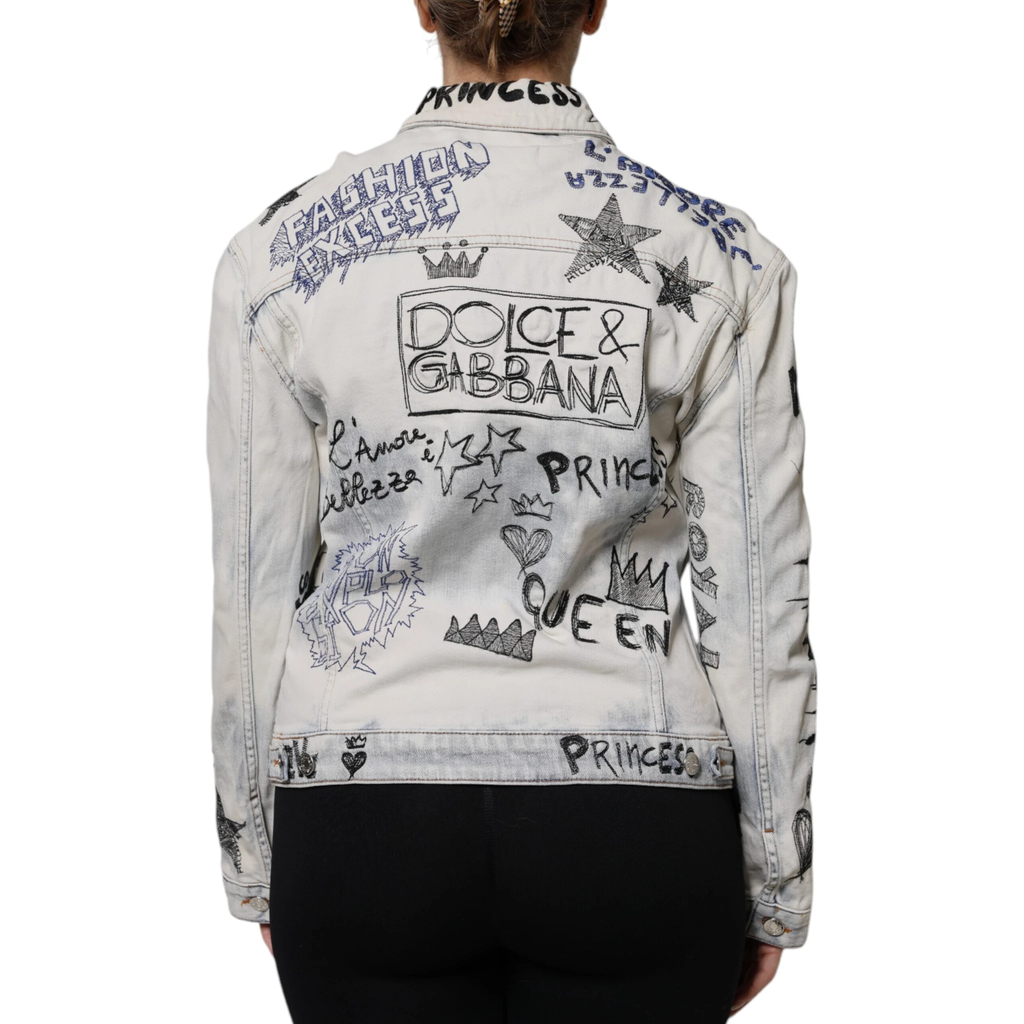 Light Blue Graffiti Button Down Denim Jacket