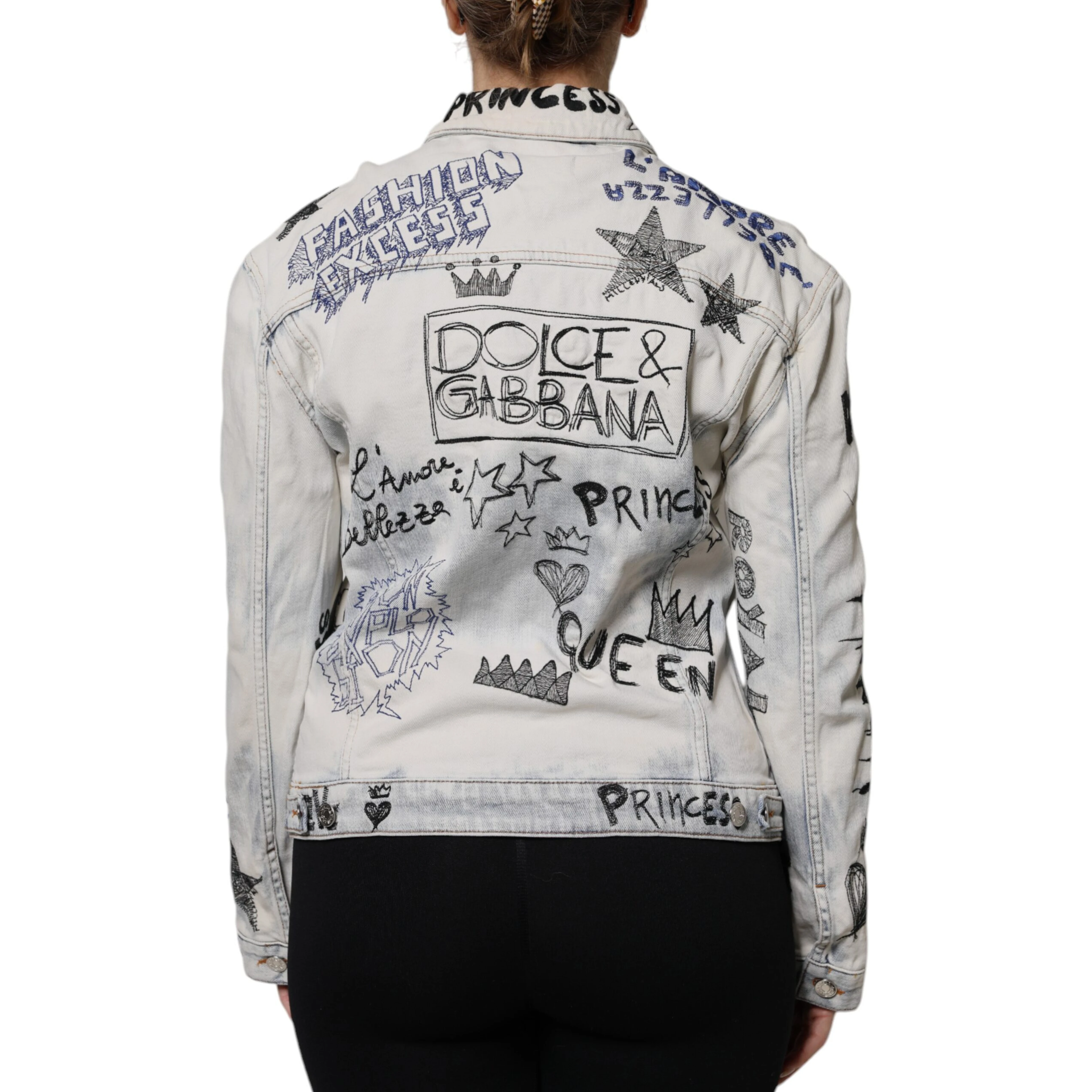 Light Blue Graffiti Button Down Denim Jacket