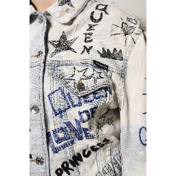 Light Blue Graffiti Button Down Denim Jacket