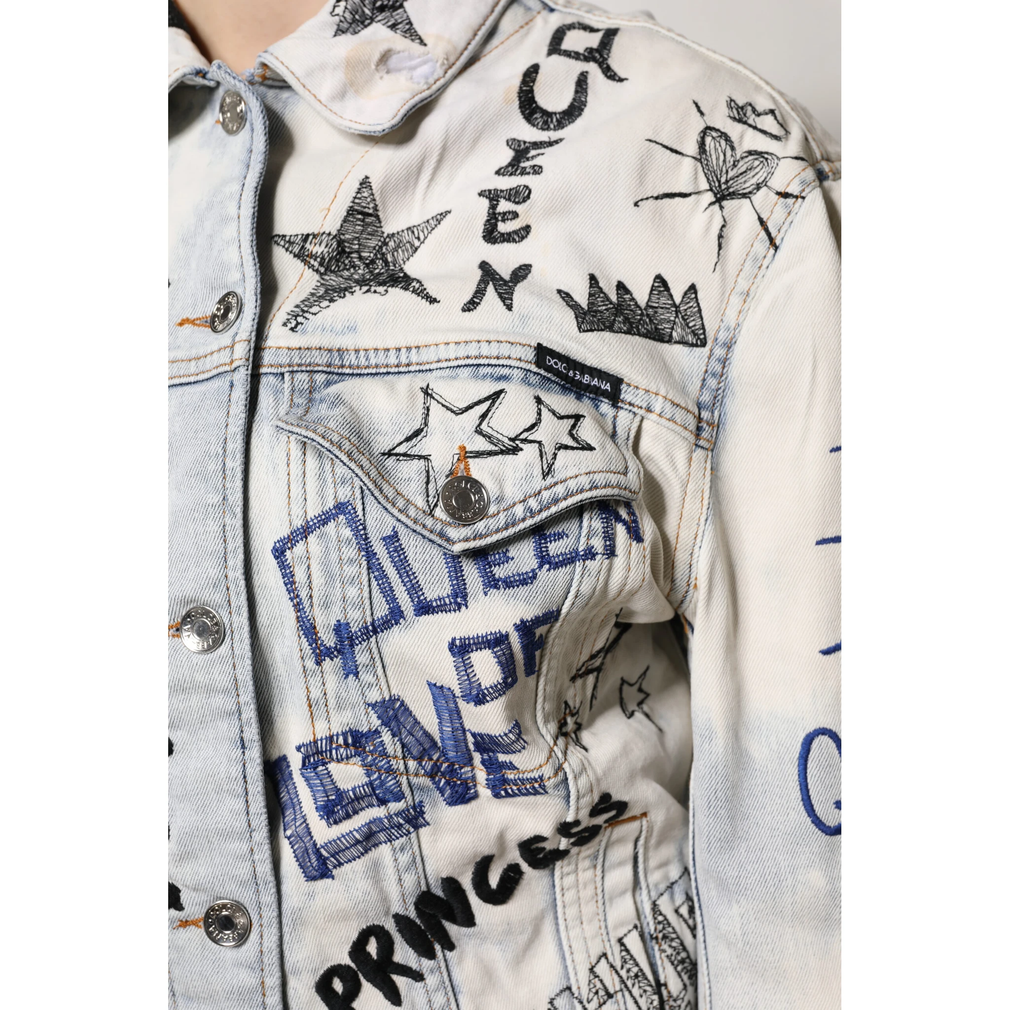 Light Blue Graffiti Button Down Denim Jacket