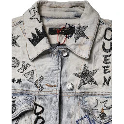 Light Blue Graffiti Button Down Denim Jacket