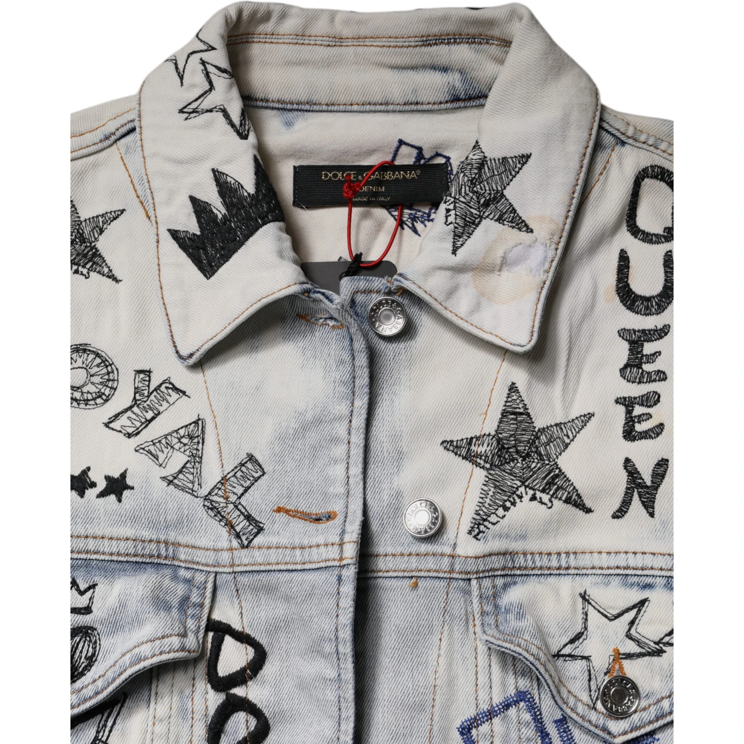Light Blue Graffiti Button Down Denim Jacket