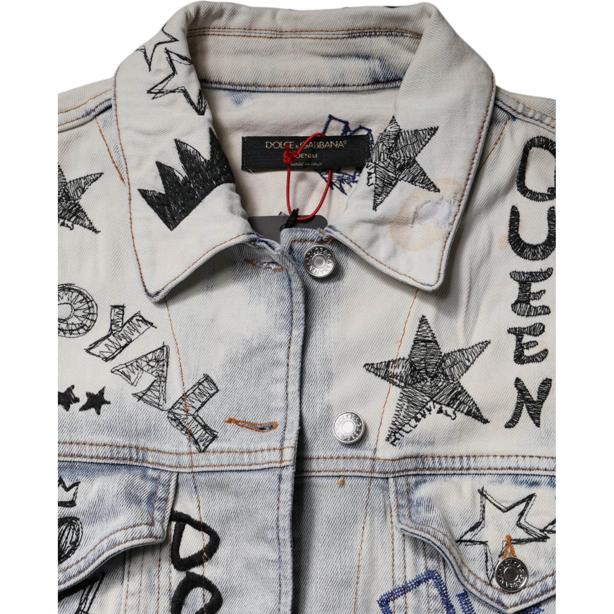 Light Blue Graffiti Button Down Denim Jacket