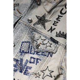 Light Blue Graffiti Button Down Denim Jacket