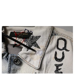 Light Blue Graffiti Button Down Denim Jacket