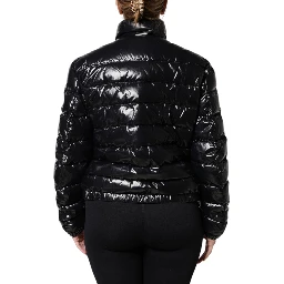 Black Logo Plaque Full Zip Puffer Jacket