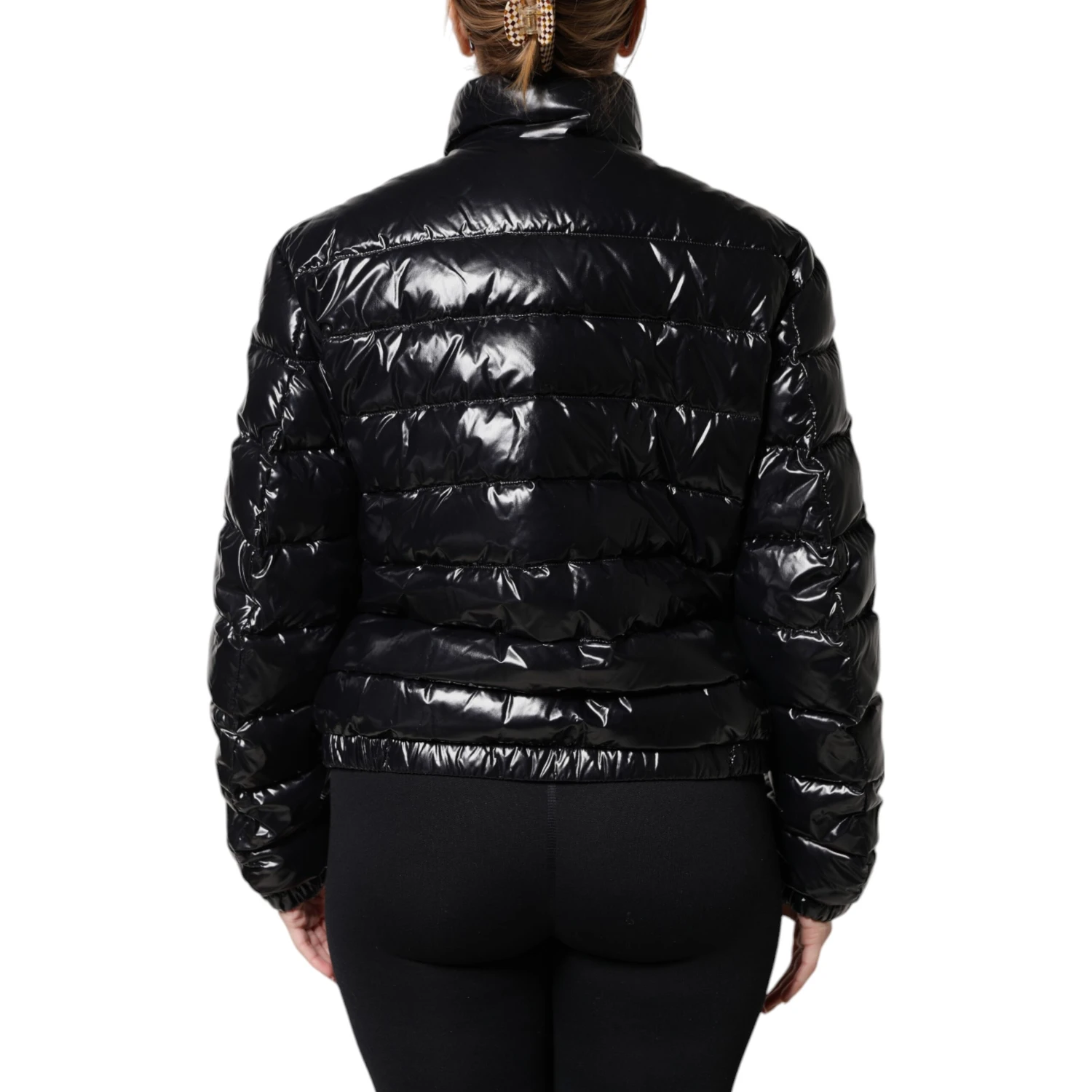 Black Logo Plaque Full Zip Puffer Jacket
