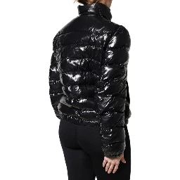 Black Logo Plaque Full Zip Puffer Jacket