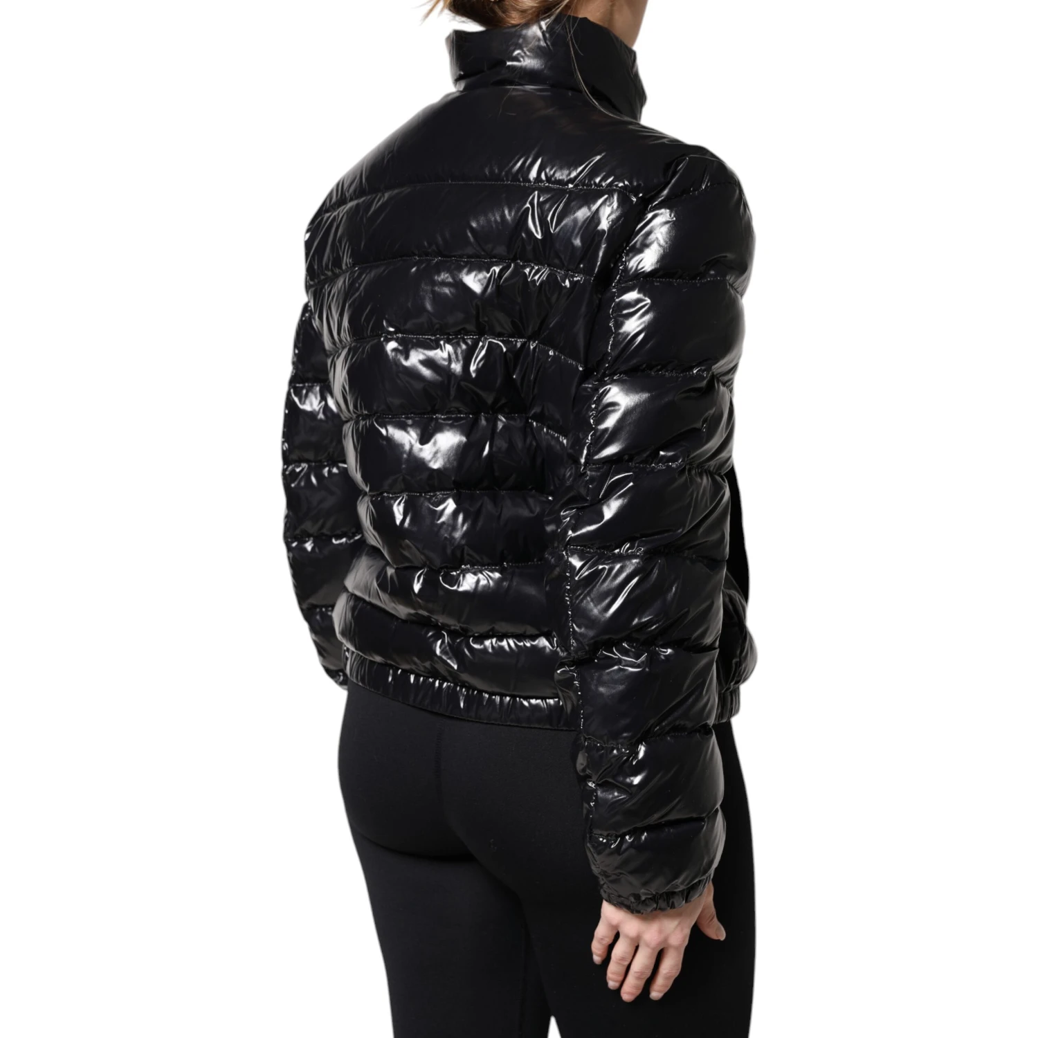 Black Logo Plaque Full Zip Puffer Jacket