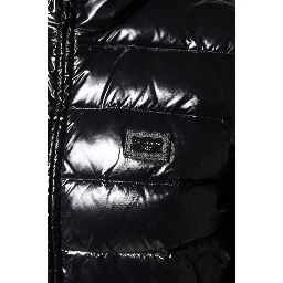 Black Logo Plaque Full Zip Puffer Jacket