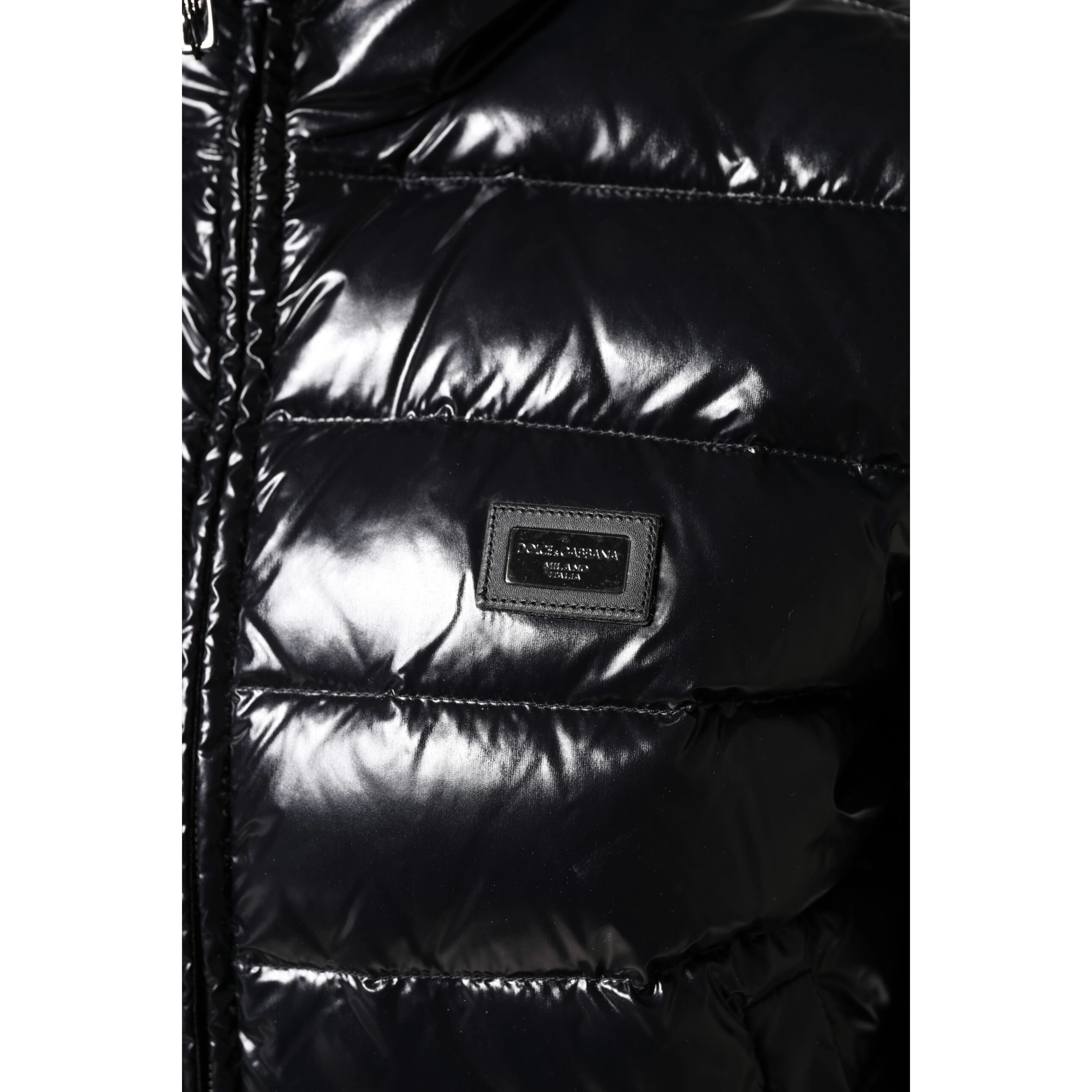 Black Logo Plaque Full Zip Puffer Jacket